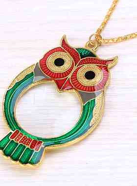 十倍精品项链可爱创意礼品猫头鹰10倍猫头鹰胸挂链式放大镜12090