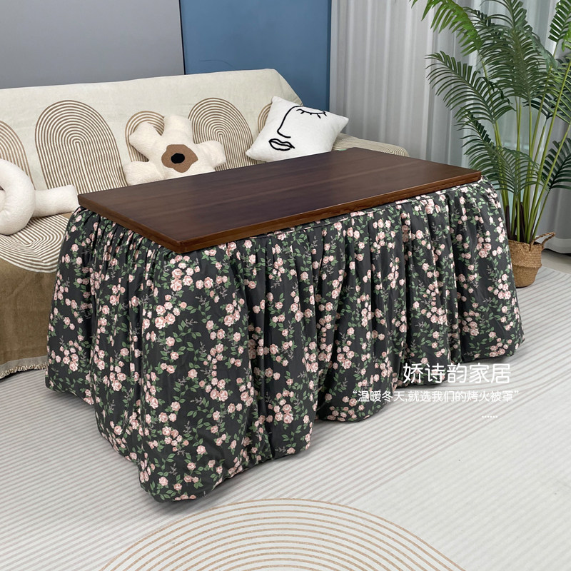 新款加厚黑色玫瑰花烤火被罩套长方形烤火罩电炉烤火被,居家布艺,烤火罩,淘宝优惠券,粉丝福利购,淘宝优惠卷