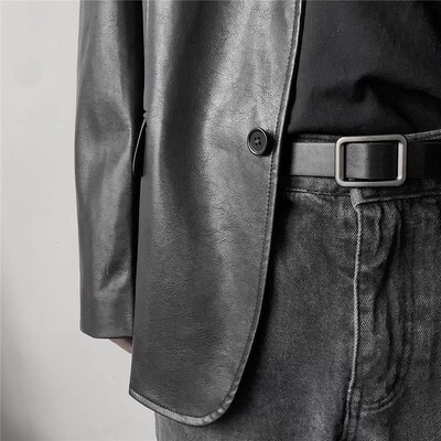 个性复古新款小皮带无孔装饰