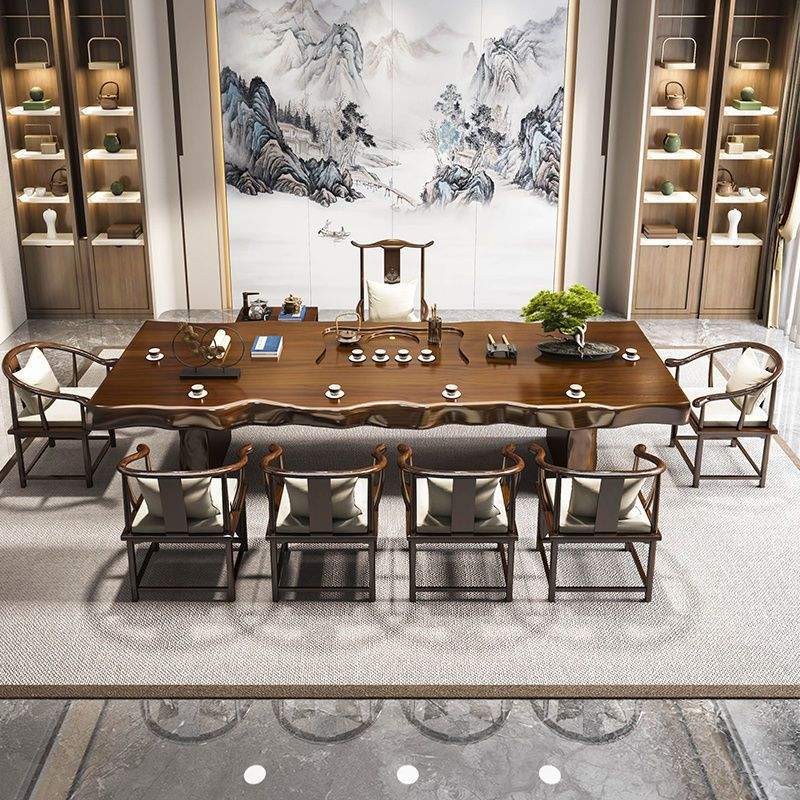 大板实木茶桌新中式原木茶桌一体一整套简约家用整板办公室茶桌椅