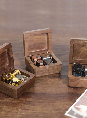 sankyo机芯Diy刻字胡桃木八音盒