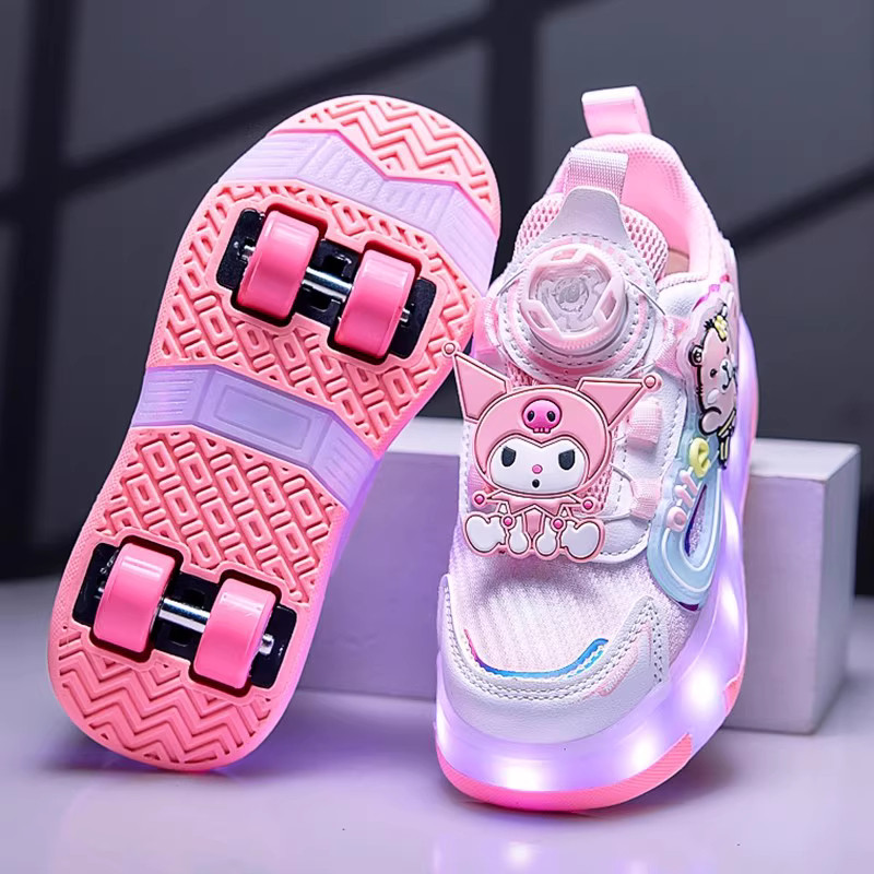 库洛米女童暴走鞋2025冬季新款儿童公主滑轮鞋四轮隐形运动溜冰鞋