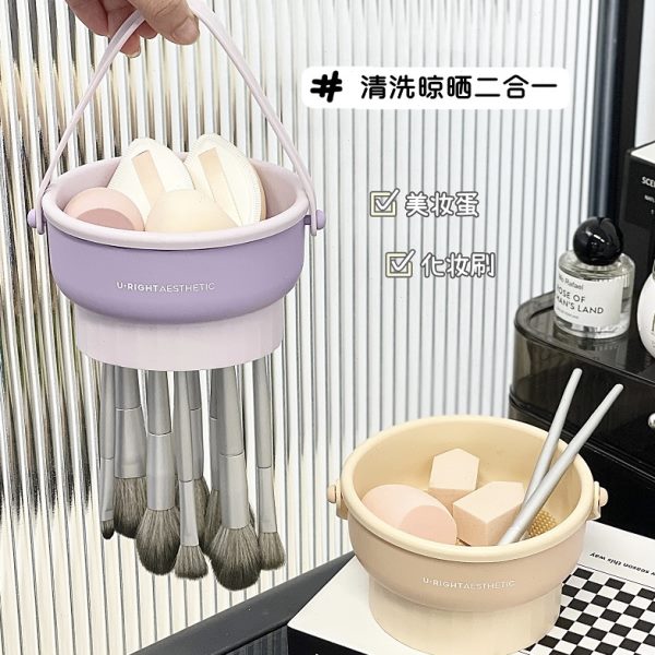 笔筒化妆刷感多功能晾简约晒筒手提篮女收纳盒桌面清洗刷子刷高级