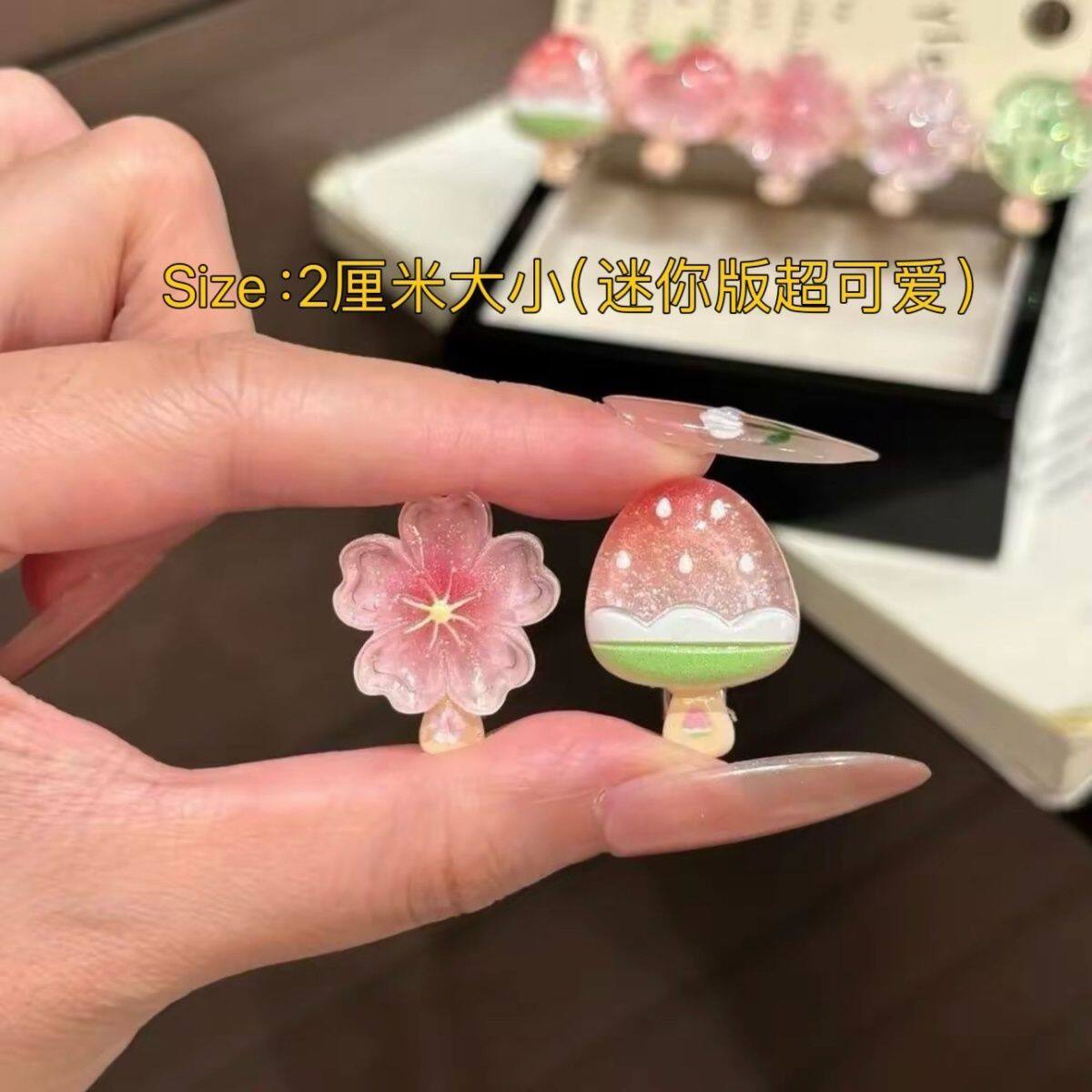 甜妹少女迷你碎发边夹新款卡通果冻水果冰棍鸭嘴夹礼品发饰