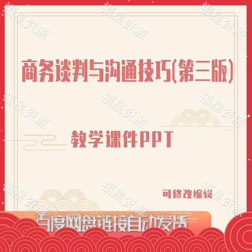 E924商务谈判与沟通技巧（第三版）教学课件PPT含教案