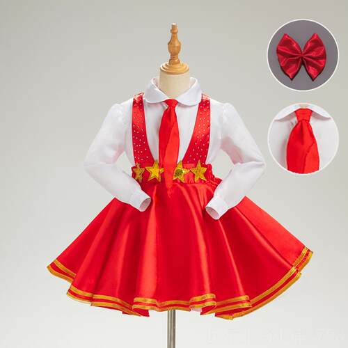新款歌儿童合唱服演出国服中小学生红色爱国朗装诵表演服唱祖女童