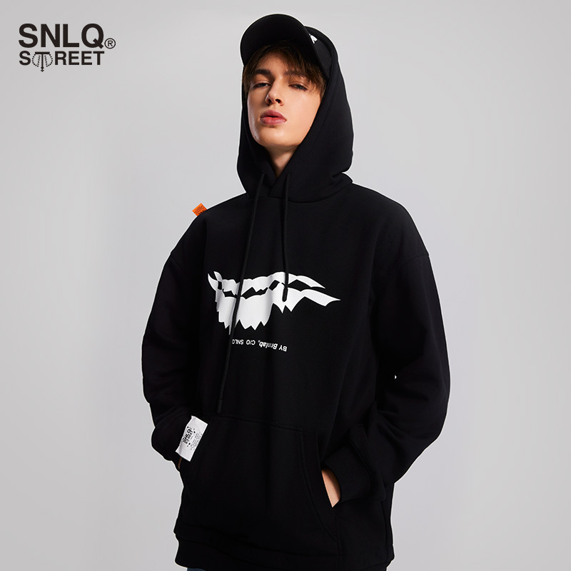 SNLQ street宽松卫衣男女同款2024新品连帽卫衣长袖字母logo上衣