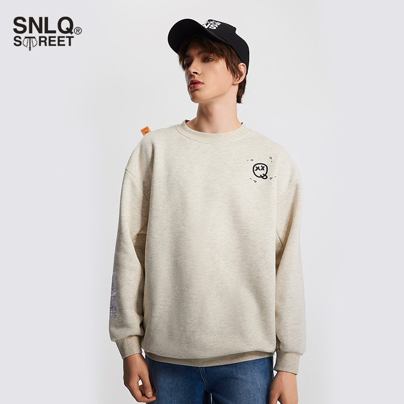 SNLQ street宽松卫衣男女同款2024新品圆领套头衫长袖logo上衣女
