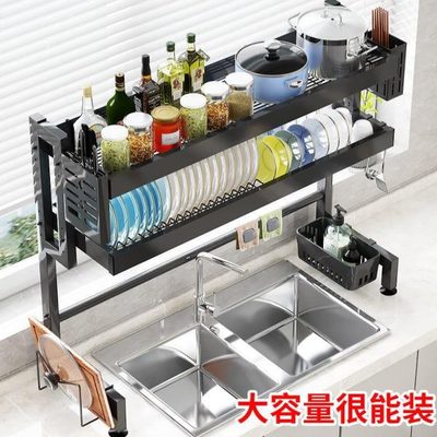 厨房水槽置物架多功能水池碗柜沥水架简易碗碟防尘收纳神器台面