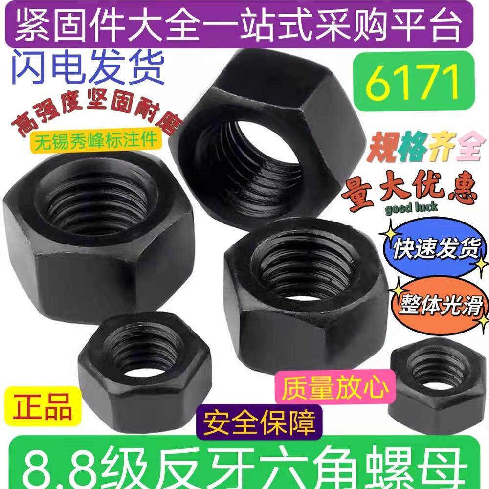 gb6171 8级反左牙高强度细牙外六角螺母帽m36m42m48m80 1.5 2 3 4