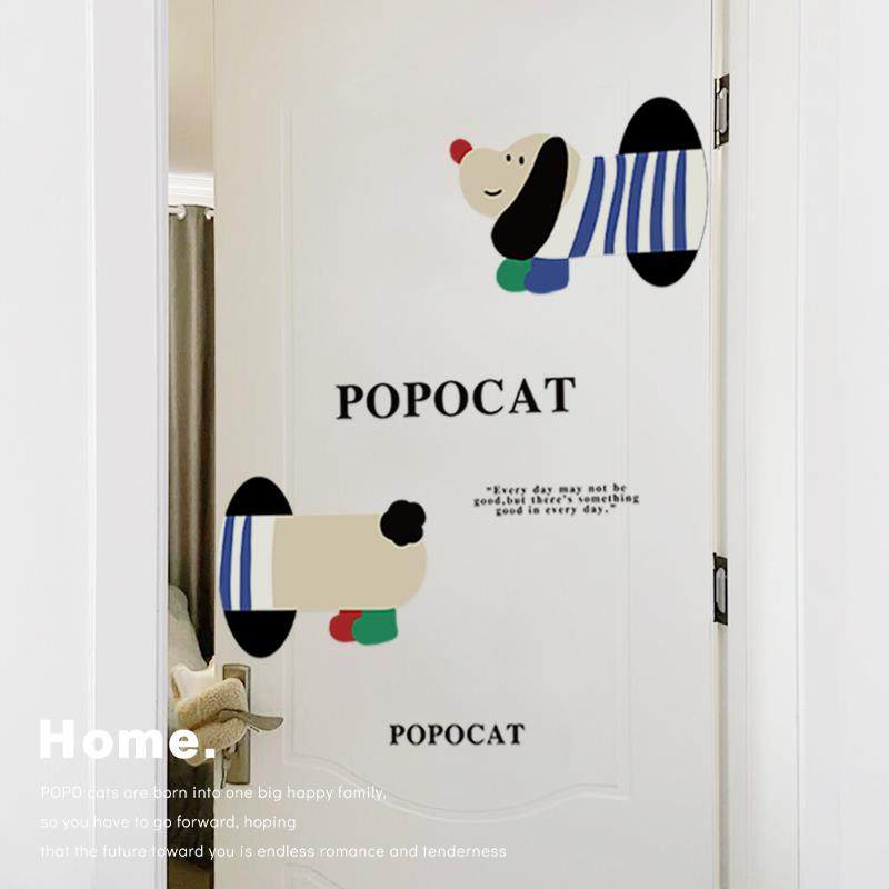 入户门装饰贴画腊肠狗卧室门贴卡通家具翻新贴纸厨房玻璃推拉门贴