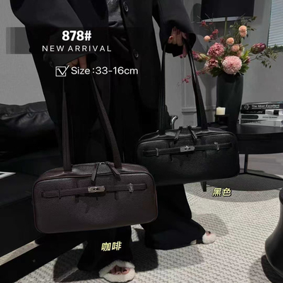 小众设计荔枝纹软皮保龄球包包女