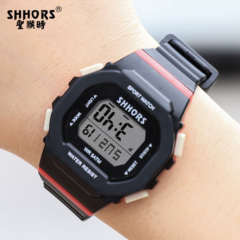 圣猴时电子手表男女款初中初高中学生专用高颜值防水小方块新款