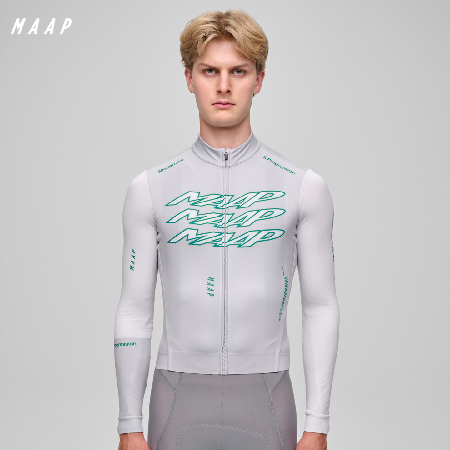 MAAP 男士 Pulse系列 加绒长袖骑行服 锁温保暖 矿石灰