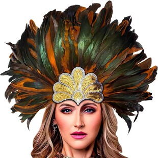 羽毛头饰巴西狂欢节派对羽毛头戴舞台表演道具圣诞头饰