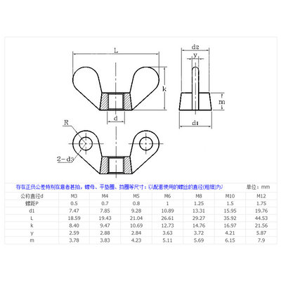 。201/304/316不锈钢蝶型螺母蝶形羊角螺帽手拧元宝螺丝帽M3M4-M2