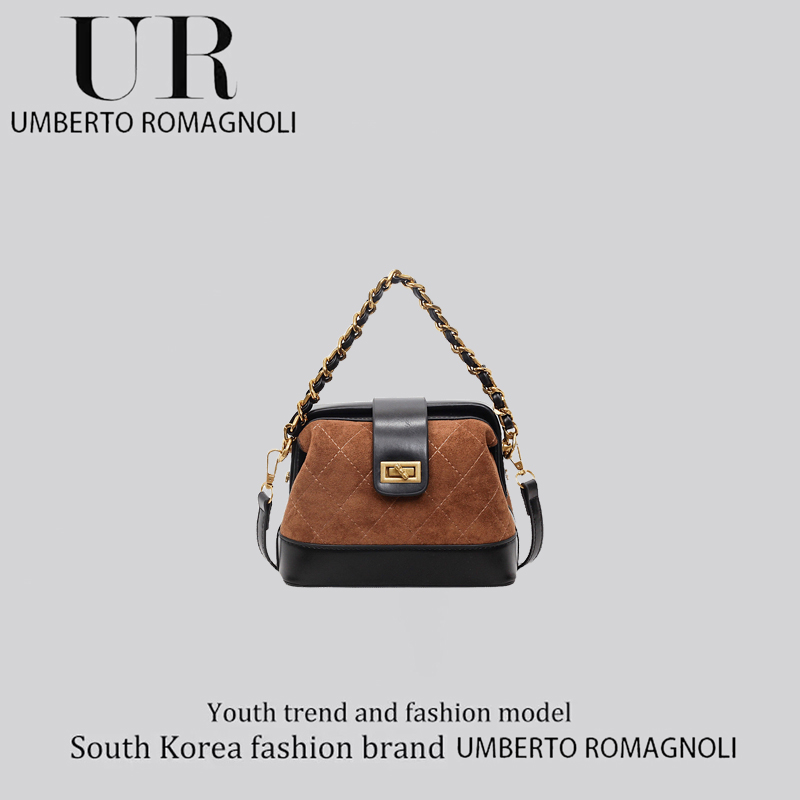 UR小众复古菱格贝壳包女迷你小废包小香风链条包手提小拎包手机包