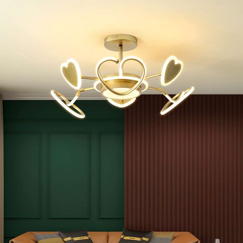 后现代客厅个性吊灯轻奢简约餐厅卧室灯北欧创意网红led心形灯具