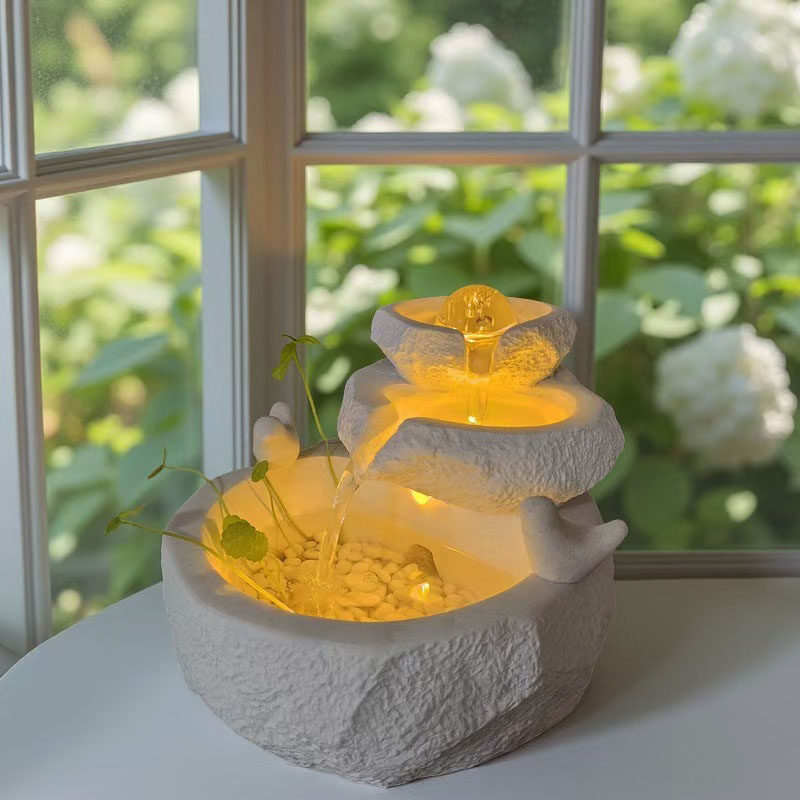 现代简约办公室桌面前台会所送礼假山流水摆件循环加湿鱼缸小景,家居饰品,流水摆件,淘宝优惠券,粉丝福利购,淘宝优惠卷