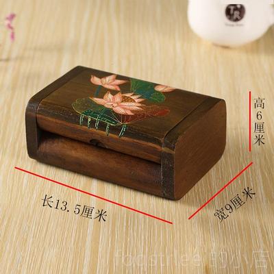 正品木风纳质复古首饰盒彩绘品长方形木盒泰式情耳环饰首饰收盒储