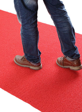 极速海斯迪克HK-4l5加厚防滑喷丝门垫丝圈地毯红色1.2M*9mm*1M多