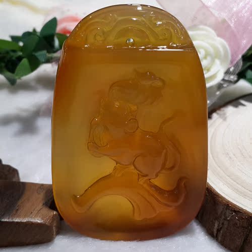 极速天然翡翠黄翡色玉俏色冰种玻璃种 十H二生肖 五鼠运财 牌 挂