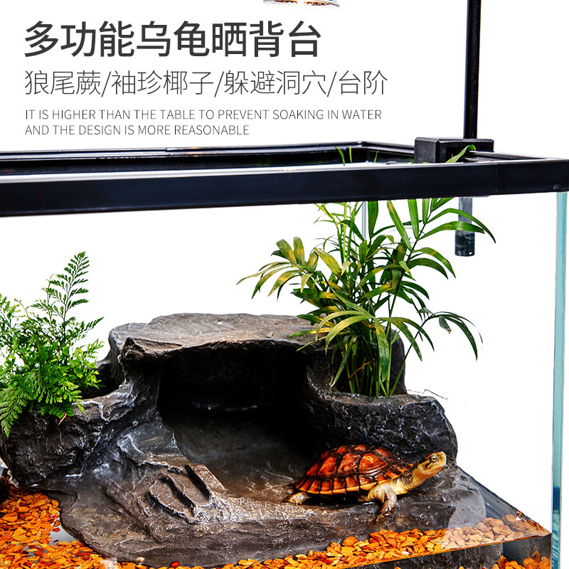 新品带盖子乌龟缸大n型家用超白玻璃底部排水防逃逸养龟专用生态