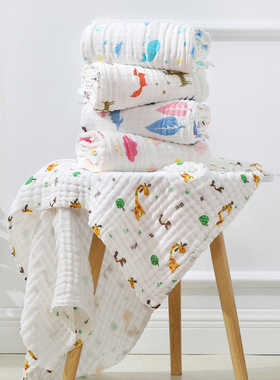 极速+普密印花童被11p0*110纱布盖毯6层纱布浴巾婴幼儿盖毯厂家