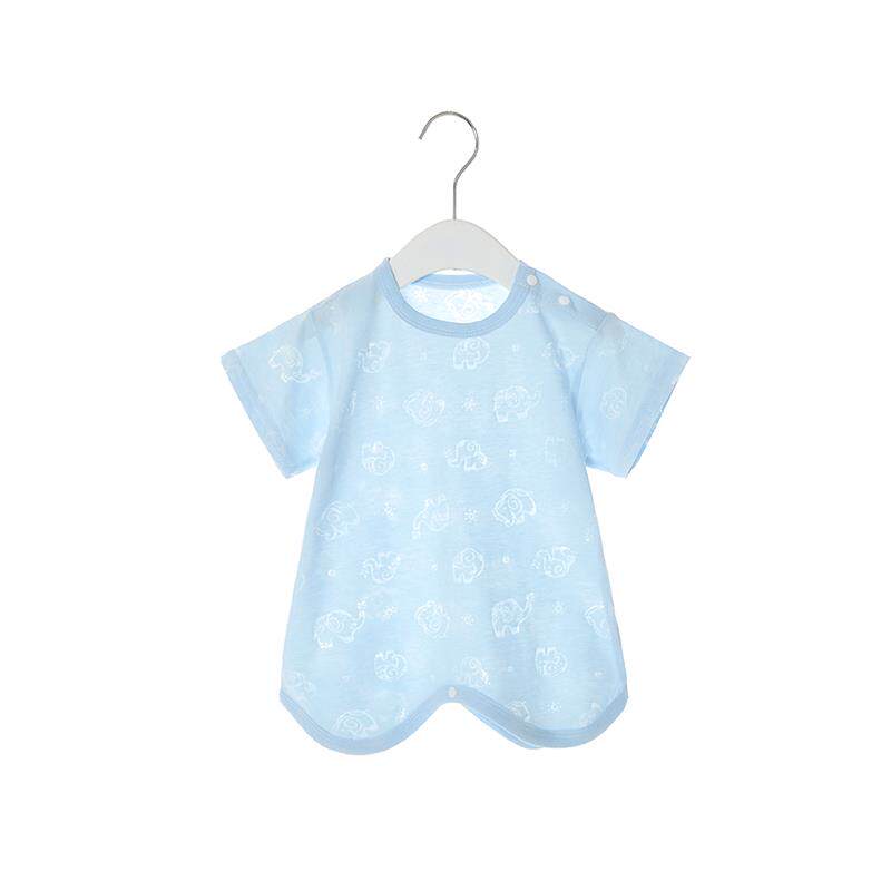 极速婴儿夏季短袖睡袍新生儿连身睡衣G男女宝宝家居服夏款半袖空