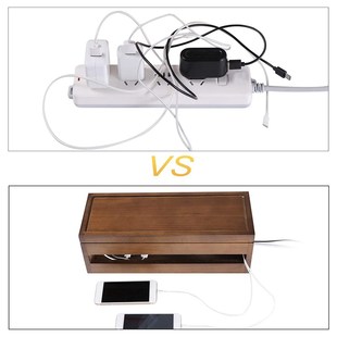 极速Cable Managet Box Wooden CordD Organizer Box for Extensi