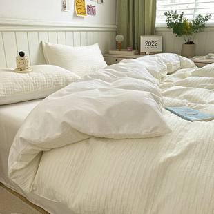 极速北欧风纯棉四件套全棉家纺公主风泡泡纱被套T床单床笠宿舍三3