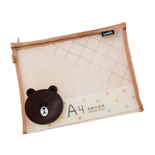 新品韩国b可爱卡通文件袋 可携式拉链A5资料袋 A4网格袋 收纳袋笔