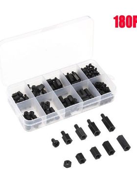 极速180Pcs M2 M2.5 M3 Black Nylon Hex Standoff SpaVcer Colum