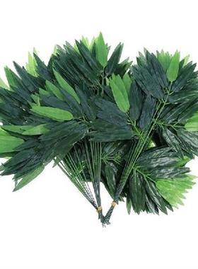 极速100Pcs Lifelike Bamboo LeaveBs Fake Green Plants Greener