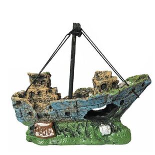 极速Aquarium Ornament Wreck Suznk Ship Sailing Boat Destroye