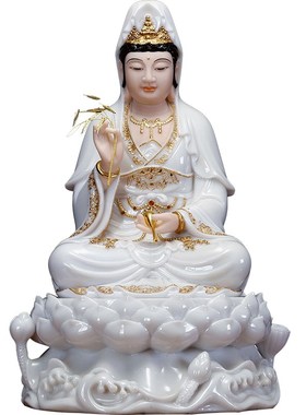 极速观音菩萨家用坐莲q观音佛像家用供奉汉白玉石雕南海观世音客