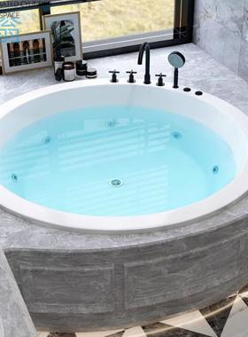 ezq嵌入式圆形浴缸家用成人单人双人欧式按摩浴池1-2米小户型卫生