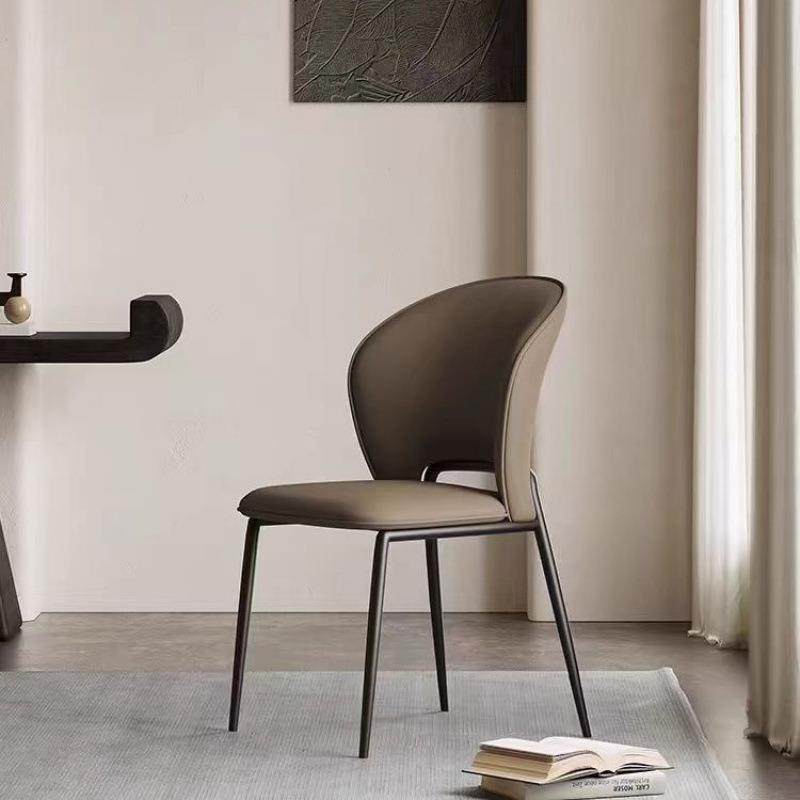 简约现代意式极简皮艺餐椅餐厅家用软靠背椅子设计师款样板房凳子