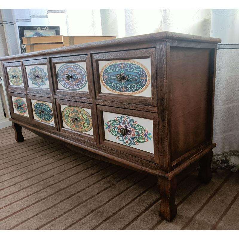 W6欧式复古电视柜实木收纳储物液晶电视柜客厅收纳斗柜矮柜地柜子