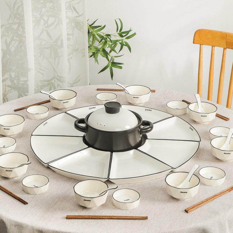 团圆拼盘餐具组合陶瓷盘子菜盘家用创意家庭聚餐圆桌火锅碗碟