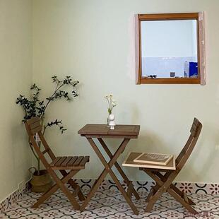 休闲茶台茶桌阳台折叠桌椅桌子小户型三件套网红一桌两椅实木小型