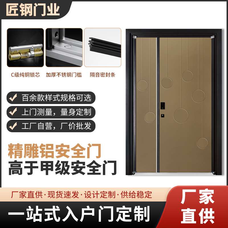 精雕铝防盗门时尚家用入户门别墅现代轻奢简约智能密码甲级进户门