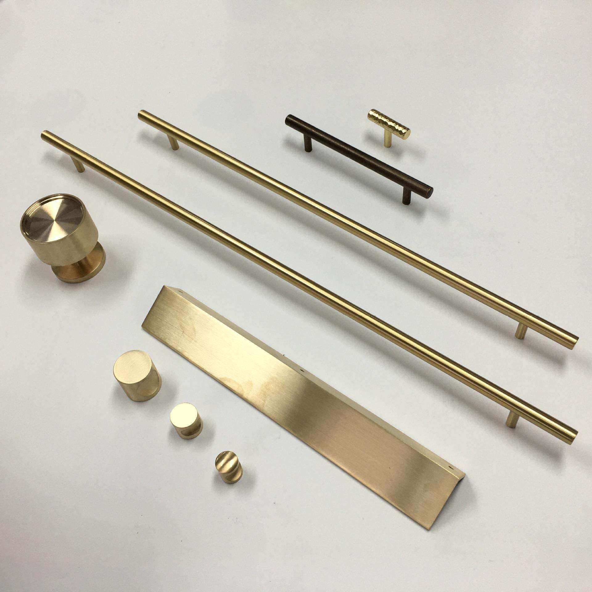 全铜简欧式橱柜衣柜门长条拉手T型拉手抽屉衣柜门把手家具五金