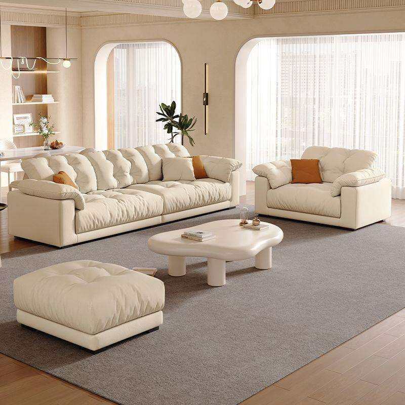 中派北欧风客厅小户型全套布艺沙发组合现代简约奶油风猫抓布沙发