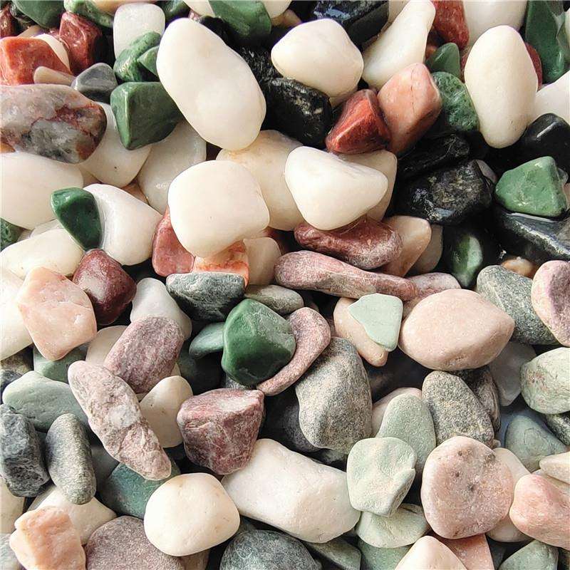 五彩胶黏石机制枯山水砾石盆栽铺面小石子透水地坪用水磨五彩石子