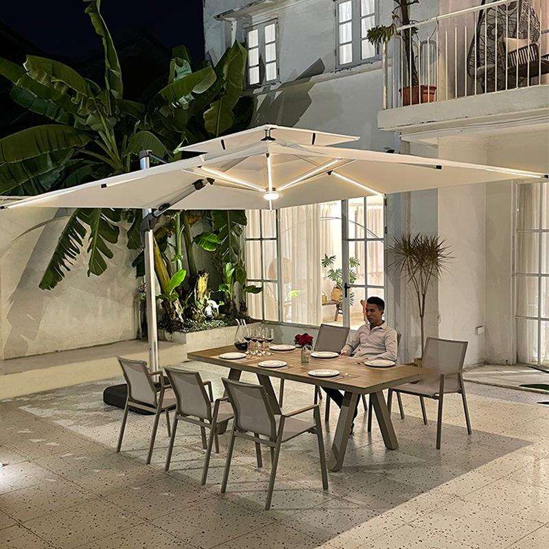 户外塑木桌椅藤编花园实木桌椅室外休闲庭院桌椅露天户外长桌组合