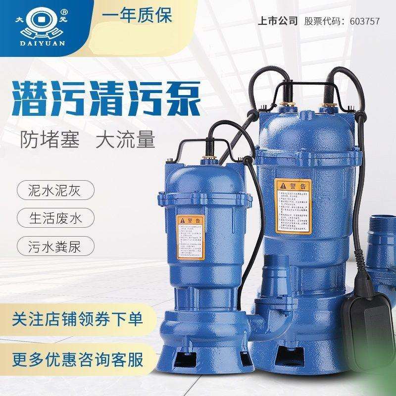 大元水泵新型铸铁污水泵潜水泵排污泵养殖场抽粪泥浆排污