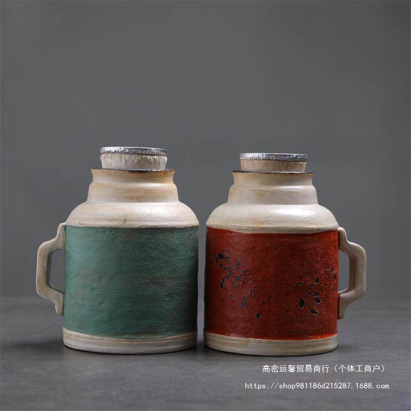 陶瓷热水壶复古做旧家用养生壶办公室泡茶壶创意茶具迷你小暖壶无