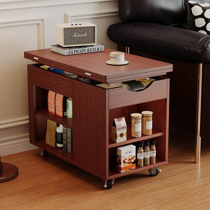 实木可折叠升降边几轻奢高级感客厅可移动沙发边柜阳台小推车茶几