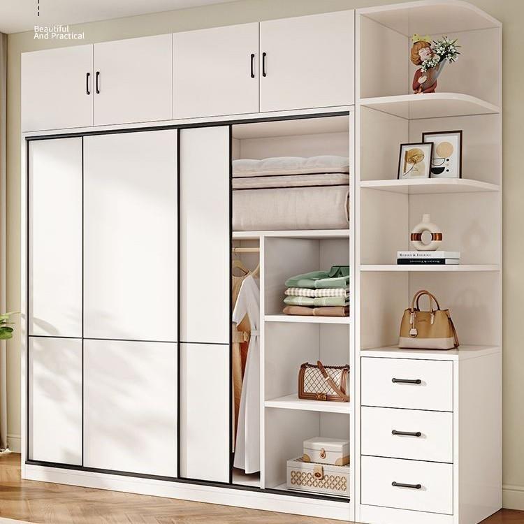 衣柜家用卧室实木推拉门小户型柜子简约现代儿童简易组装木质衣橱